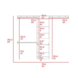 Calveston 1-Drawer 4-Shelf Closet System with Metal Rods - Dark Walnut