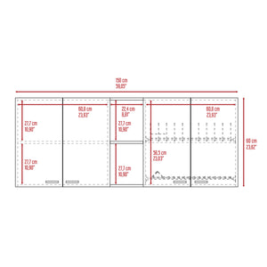 59-Inch Four Swing Doors Wall Cabinet with Glass Panels – Wenge