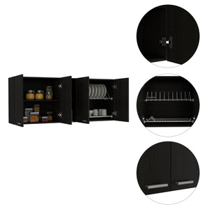 59-Inch Four Swing Doors Wall Cabinet with Glass Panels – Wenge