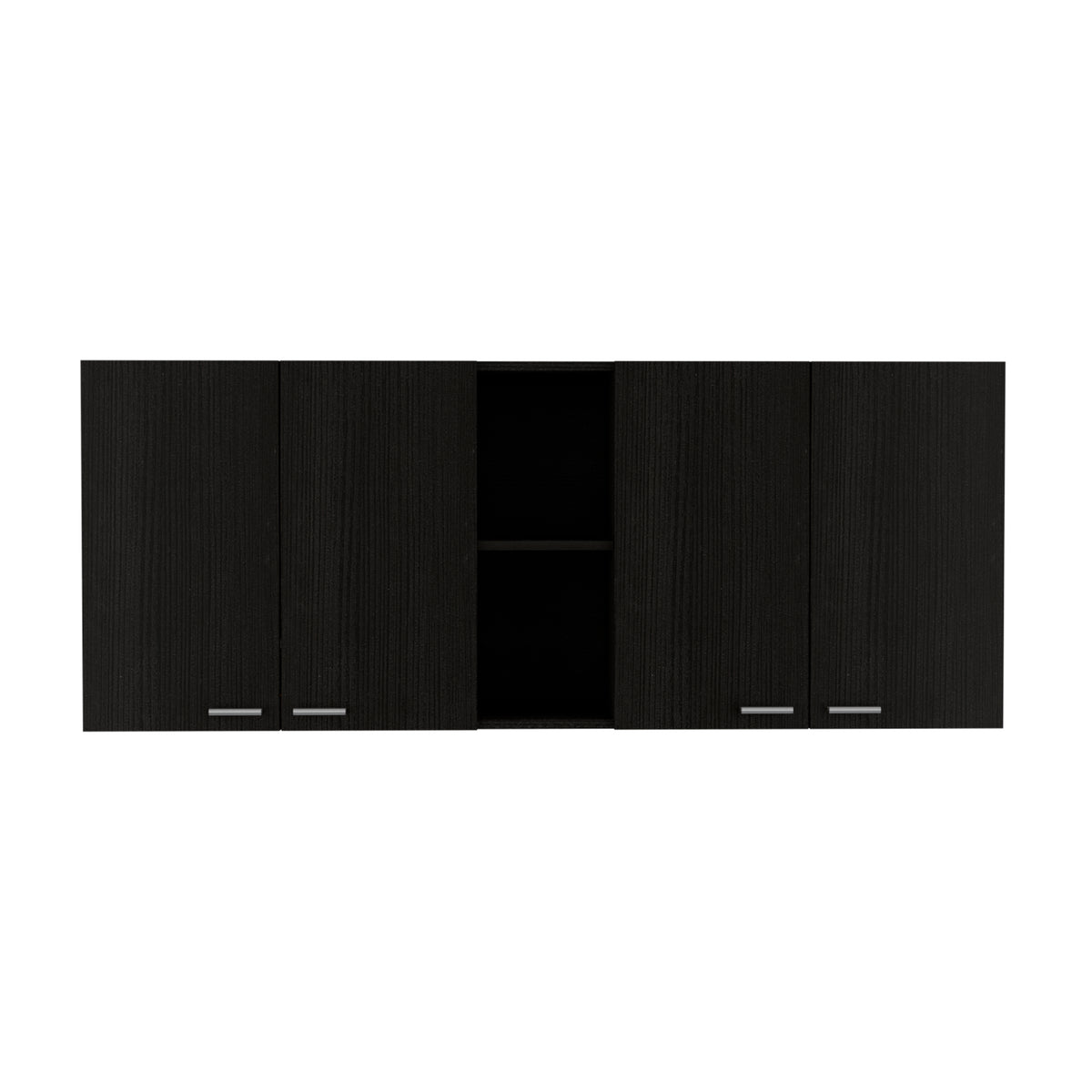 59-Inch Four Swing Doors Wall Cabinet with Glass Panels – Wenge