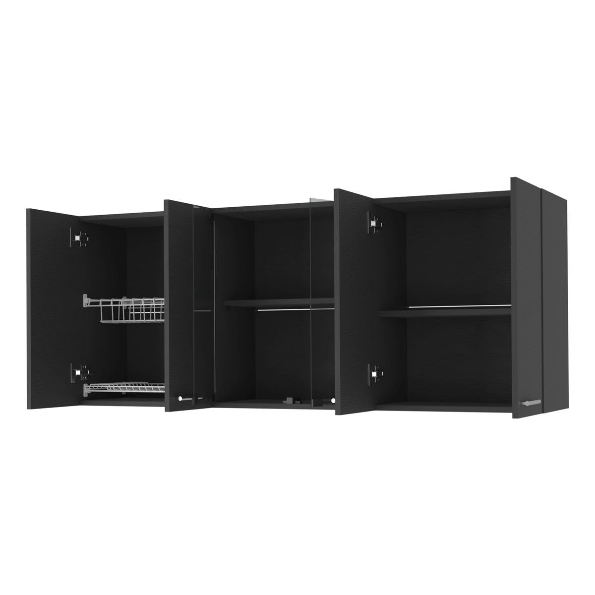 59-Inch Wall Cabinet with Two Center Glass Doors - Wenge