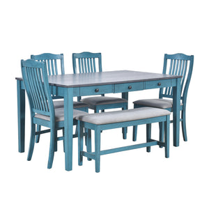 TOPMAX Mid-Century 6-Piece Wood Dining Table Set