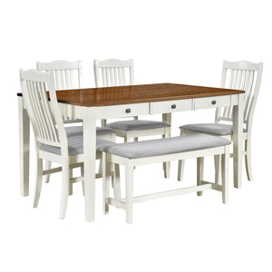 TOPMAX Mid-Century 6-Piece Wood Dining Table Set