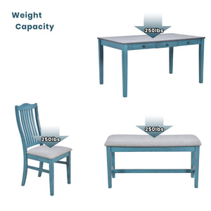 TOPMAX Mid-Century 6-Piece Wood Dining Table Set