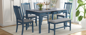 TOPMAX Mid-Century 6-Piece Wood Dining Table Set