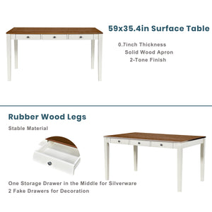 TOPMAX Mid-Century 6-Piece Wood Dining Table Set