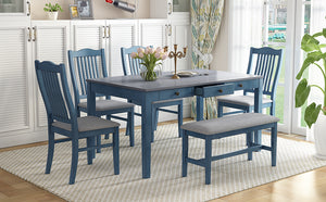 TOPMAX Mid-Century 6-Piece Wood Dining Table Set