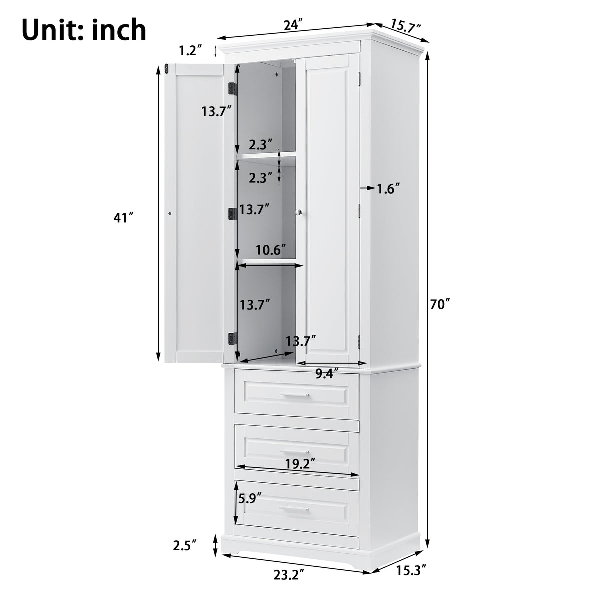 Tall Storage Cabinet with Three Drawers
