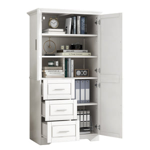 Tall and Wide Storage Cabinet with Doors for Bathroom or Office