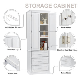 Tall Storage Cabinet with Three Drawers