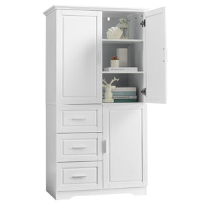 Tall and Wide Storage Cabinet with Doors for Bathroom or Office