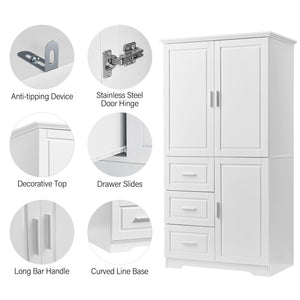Tall and Wide Storage Cabinet with Doors for Bathroom or Office