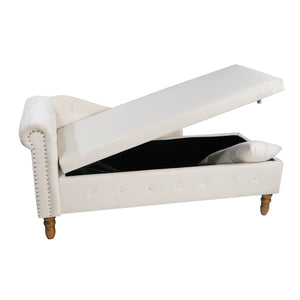 Beige Chaise Lounge Indoor - Velvet Lounge Chair for Bedroom