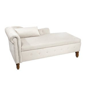 Beige Chaise Lounge Indoor - Velvet Lounge Chair for Bedroom