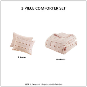 Twin/Twin XL Clip Jacquard Comforter Set with Antimicrobial Polyester – White