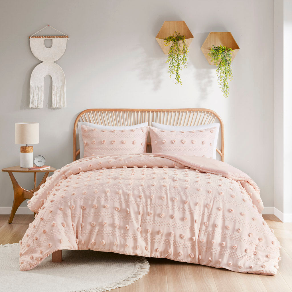 Twin/Twin XL Clip Jacquard Comforter Set with Antimicrobial Polyester – White