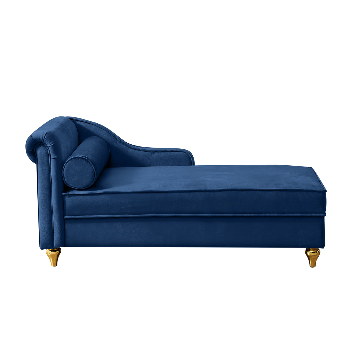 Modern Upholstery Chaise Lounge Chair with Storage Velvet - Navy Blue