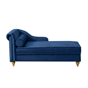 Modern Upholstery Chaise Lounge Chair with Storage Velvet - Navy Blue