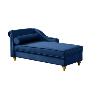Modern Upholstery Chaise Lounge Chair with Storage Velvet - Navy Blue