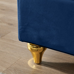 Modern Upholstery Chaise Lounge Chair with Storage Velvet - Navy Blue