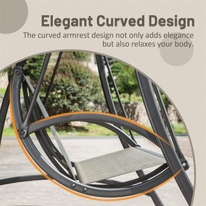 2-Seat Patio Swing Chair with Adjustable Canopy and Steel Frame
