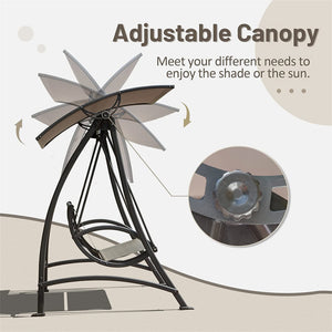 2-Seat Patio Swing Chair with Adjustable Canopy and Steel Frame