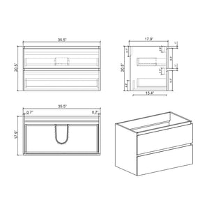 Alice 36W-105 Wall Mount Bathroom Vanity Cabinet Without Basin