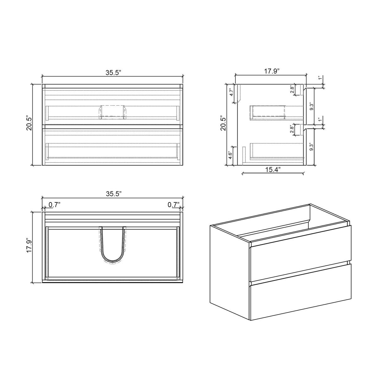 Alice-36W-201 Wall Mount Cabinet Without Basin