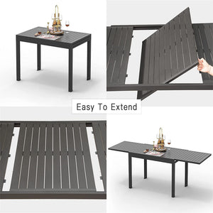 Patio Dining Expandable Table, Metal Aluminum Outdoor Table for 6-8 Person