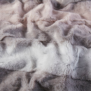 Oversized Faux Fur Throw Blanket with Reversible Faux Mink - Ash