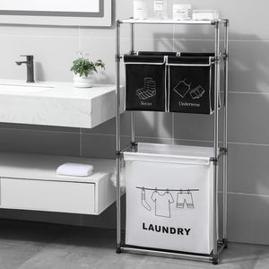 3 Tier Laundry Hamper Sorter with 4 Removable Bags