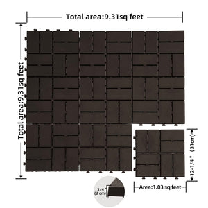 Patio Interlocking Deck Tiles - Brown (Pack of 9)