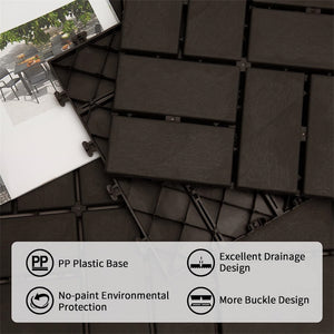 Patio Interlocking Deck Tiles - Brown (Pack of 9)
