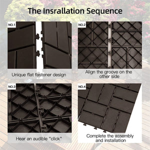 Patio Interlocking Deck Tiles - Brown (Pack of 9)
