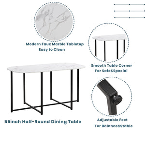 TOPMAX Modern 7-Piece Dining Table Set with Faux Marble