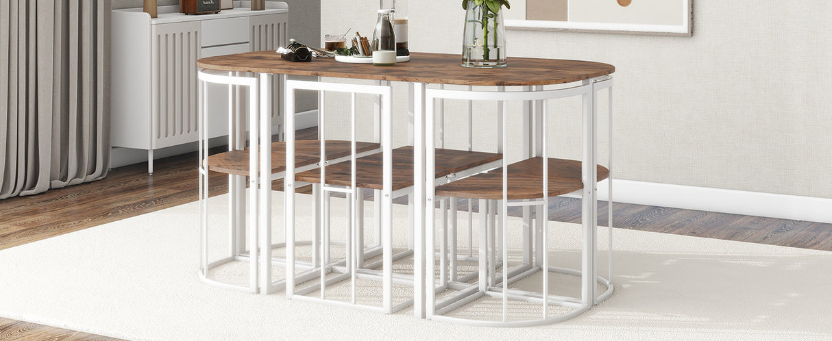 TOPMAX Modern 7-Piece Dining Table Set with Faux Marble Top