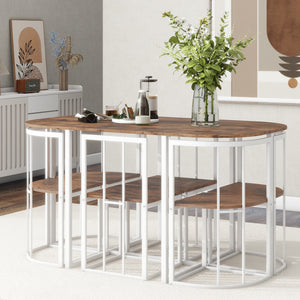 TOPMAX Modern 7-Piece Dining Table Set with Faux Marble Top