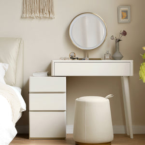 Solid Liriodendron Wood Dresser Table with Stool
