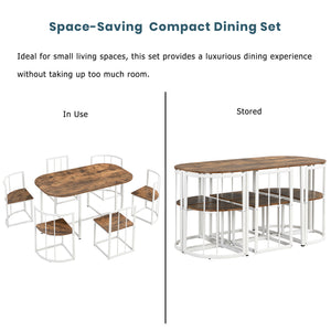 TOPMAX Modern 7-Piece Dining Table Set with Faux Marble Top
