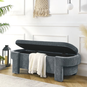 Chenille Upholstered Bench with Large Storage Space
