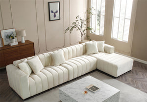 L-Shape Sectional Sofa with Deep Tufted Velvet Upholstered Right Chaise Modular Sofa