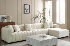 L-Shape Sectional Sofa with Deep Tufted Velvet Upholstered Right Chaise Modular Sofa