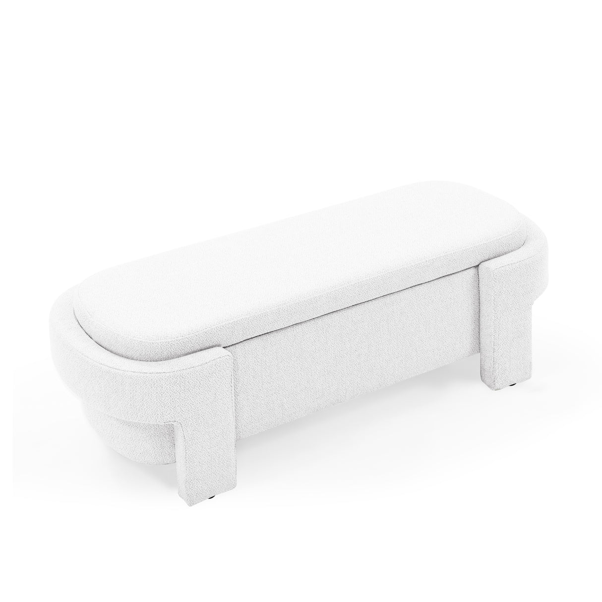 Linen Fabric Upholstered Bench with Large Storage Space
