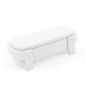 Linen Fabric Upholstered Bench with Large Storage Space