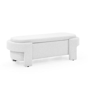 Linen Fabric Upholstered Bench with Large Storage Space
