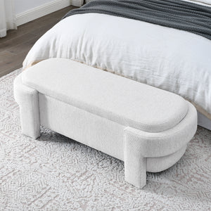 Linen Fabric Upholstered Bench with Large Storage Space