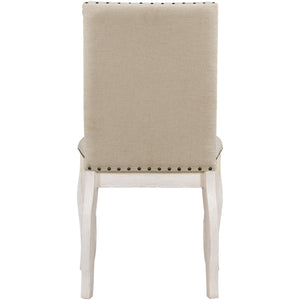TREXM Set of 2 Dining Chairs - Wood Upholstered with Nailhead