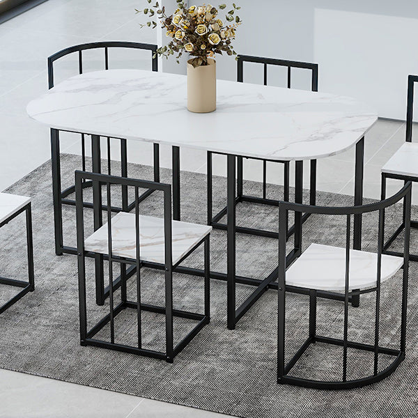 TOPMAX Modern 7-Piece Dining Table Set with Faux Marble