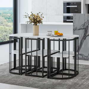 TOPMAX Modern 7-Piece Dining Table Set with Faux Marble