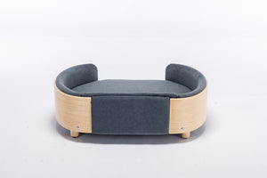 Scandinavian Style Elevated Dog Bed with Velvet Cushion